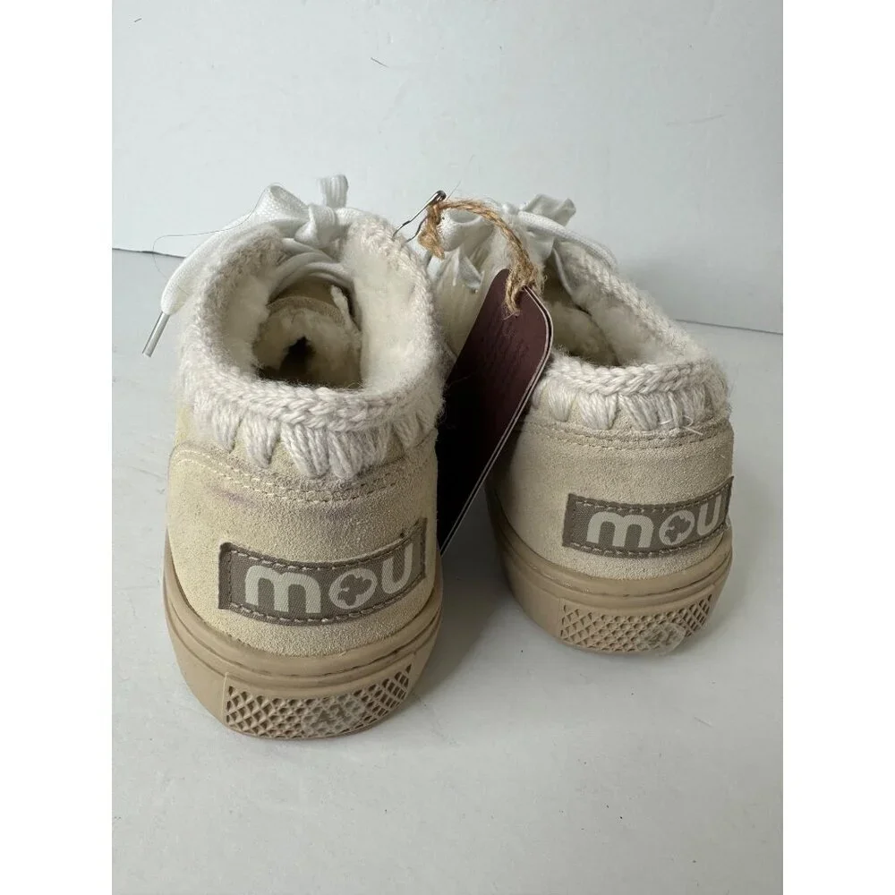 NIB Mou Lace Up Shearling Sneakers in Vanilla EU 41 UK 8 - Picture 4 of 8